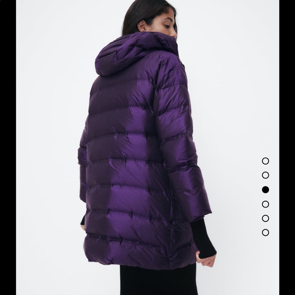 Zara Purple Puffer Coat with Hood - Picture 3 of 6